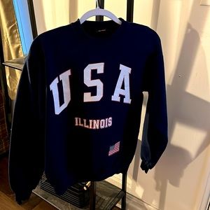 Vintage USA Illinois American flag crewneck